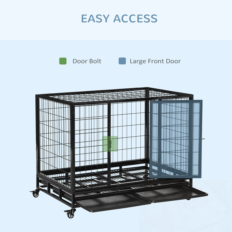 Tucker Murphy Pet™ Metal Dog Crate with wheels | Wayfair